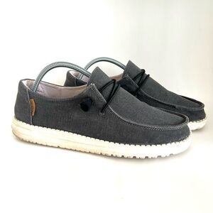 Hey Dude Wendy Chambray Off Black Ladies Slip On Shoes Loafers Size 8